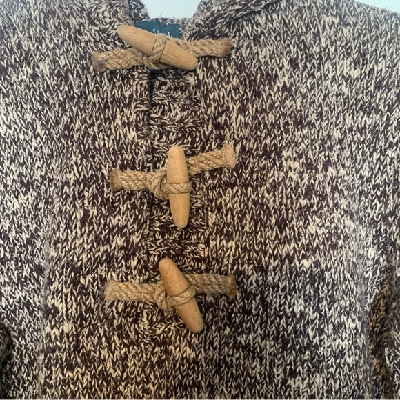 Vintage 1990s Polo Ralph Lauren Brown 100% Cotton Fisherman Toggle Sweater Sz L - Picture 8 of 8